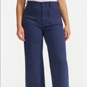 Everlane Navy Patch Pocket Wide leg cropped pant
